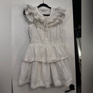 LoveShackFancy White Ruffled Tiered Mini Dress